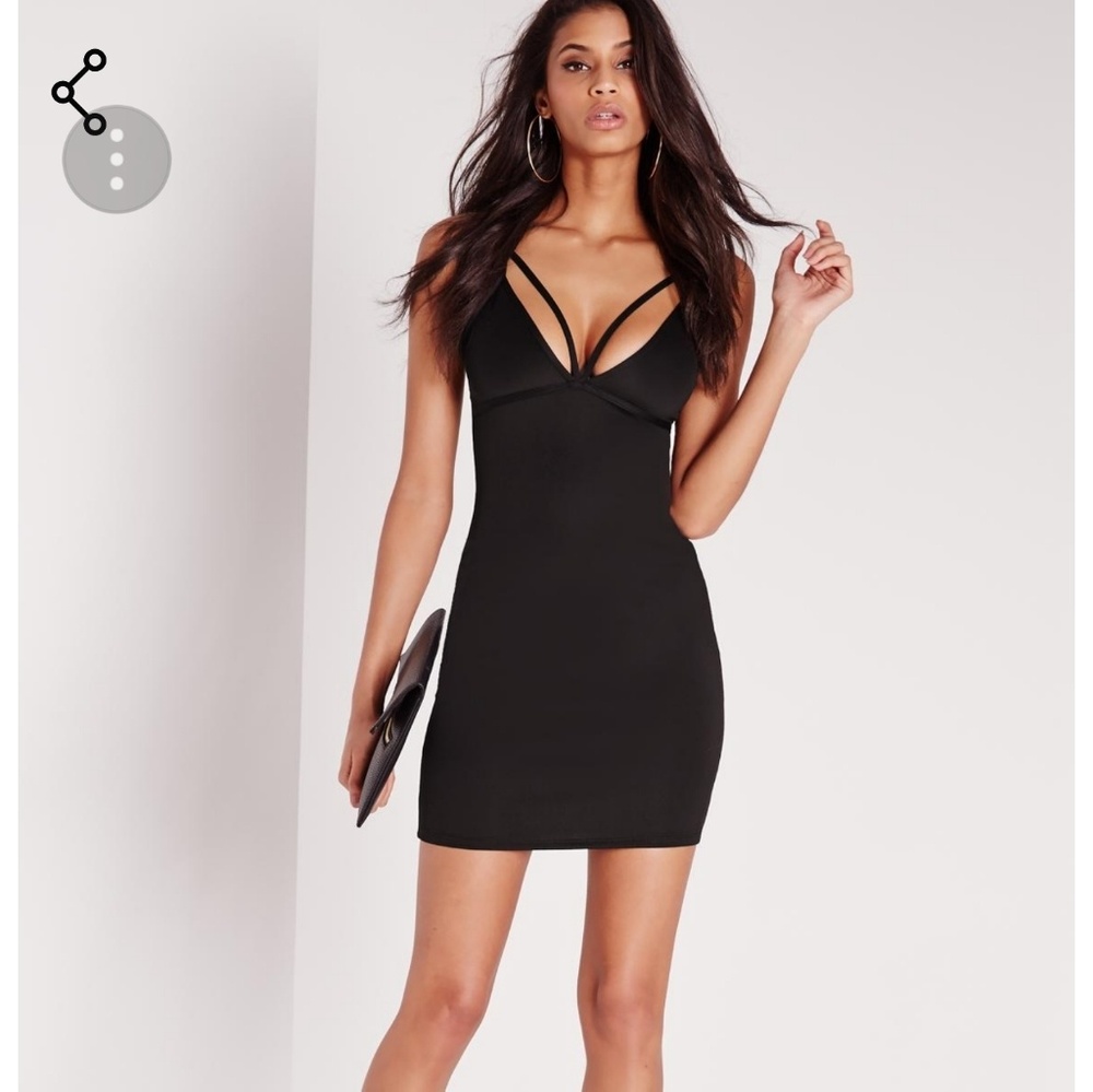 Black Missguided strappy bust cup bodycon dress